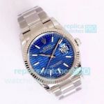EW Replica Rolex Oyster Perpetual Datejust 36 Steel Blue Fluted Motif Dial Fluted Bezel Watch